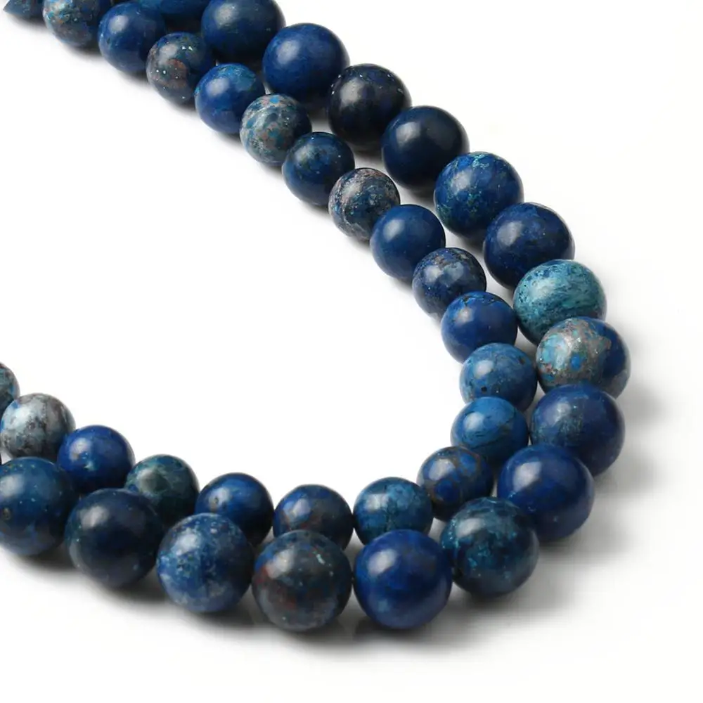 Натуральный камень, голубые бусины в форме осадка Jaspers, ожерелье с браслетом 6 8 10 мм, круглые бусины из минералов россыпью