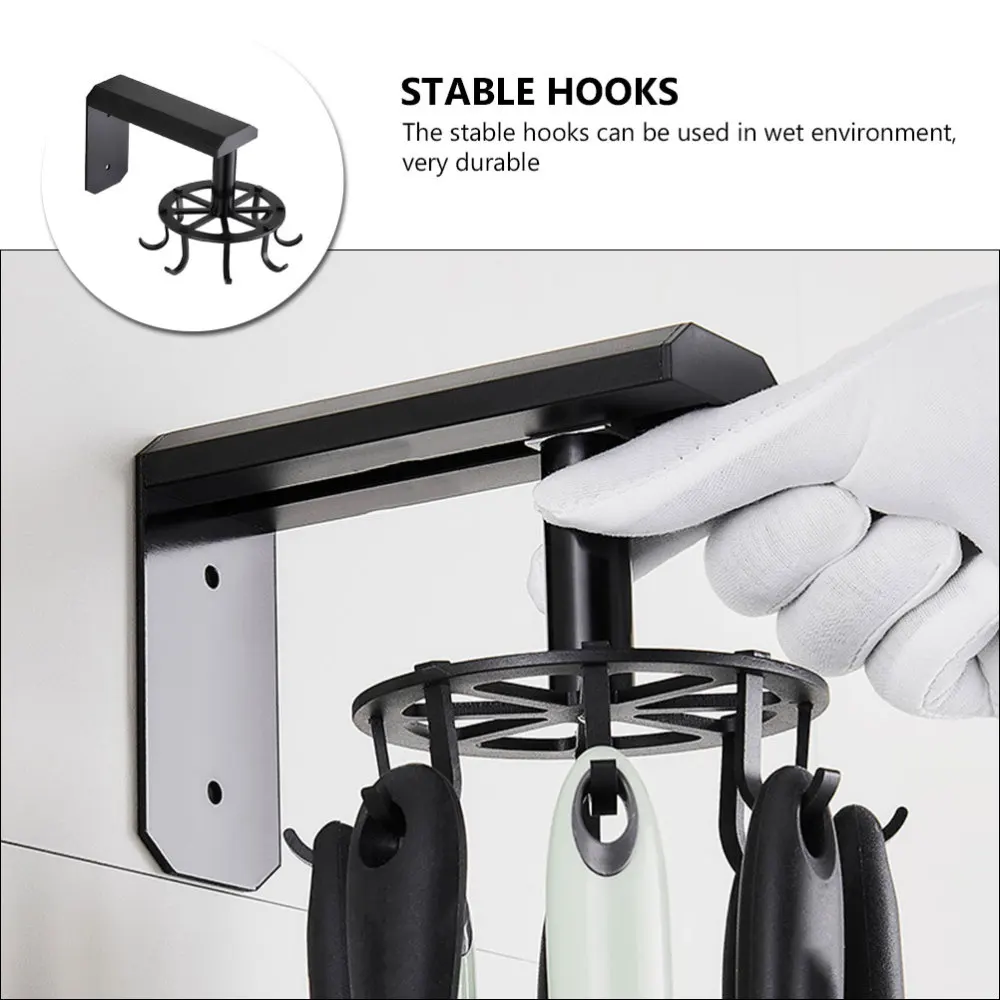 

1Set Punch-free Hooks Multipurpose Rotating Aluminum Hooks Kitchen Supply
