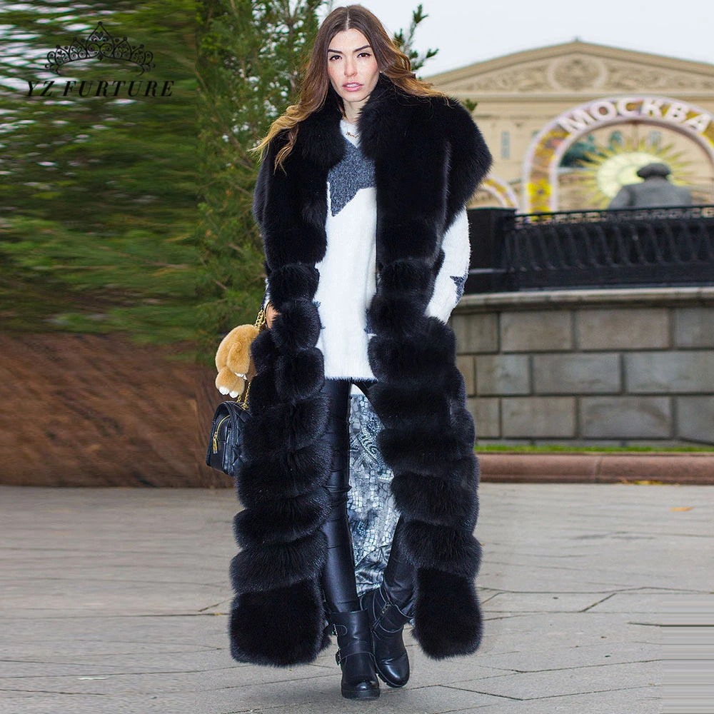 Женский жилет из натурального меха 120 см пальто лисьего новинка 2020 роскошный