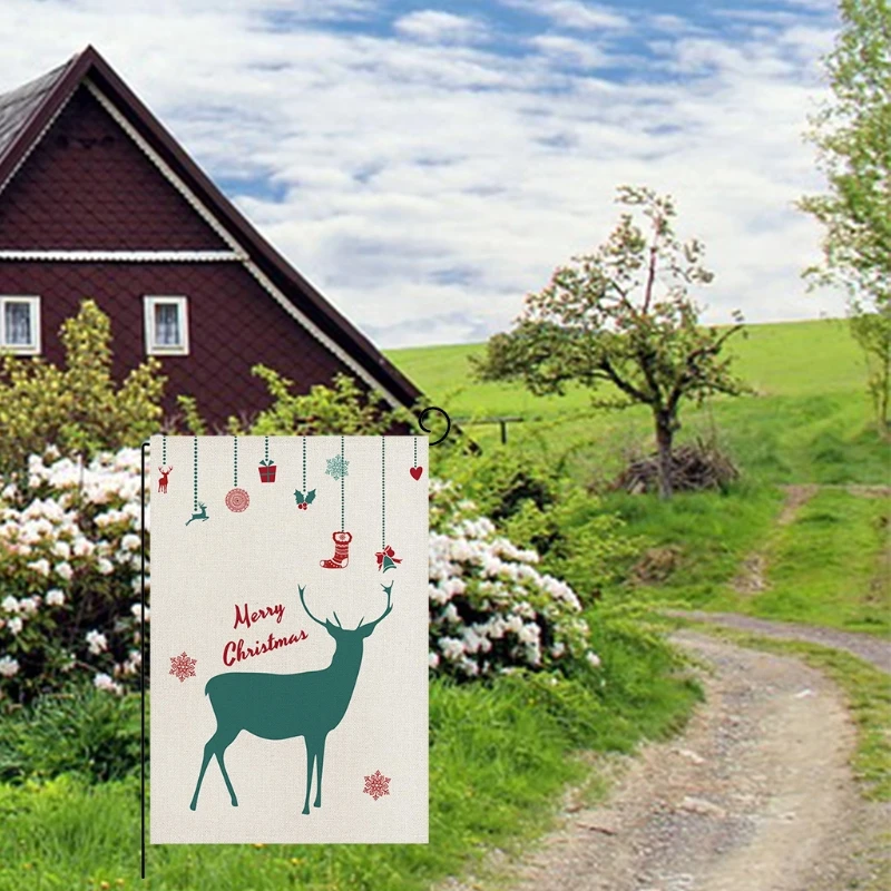 Счастливая фотография рождественские флаги лось двусторонний Печатный Открытый