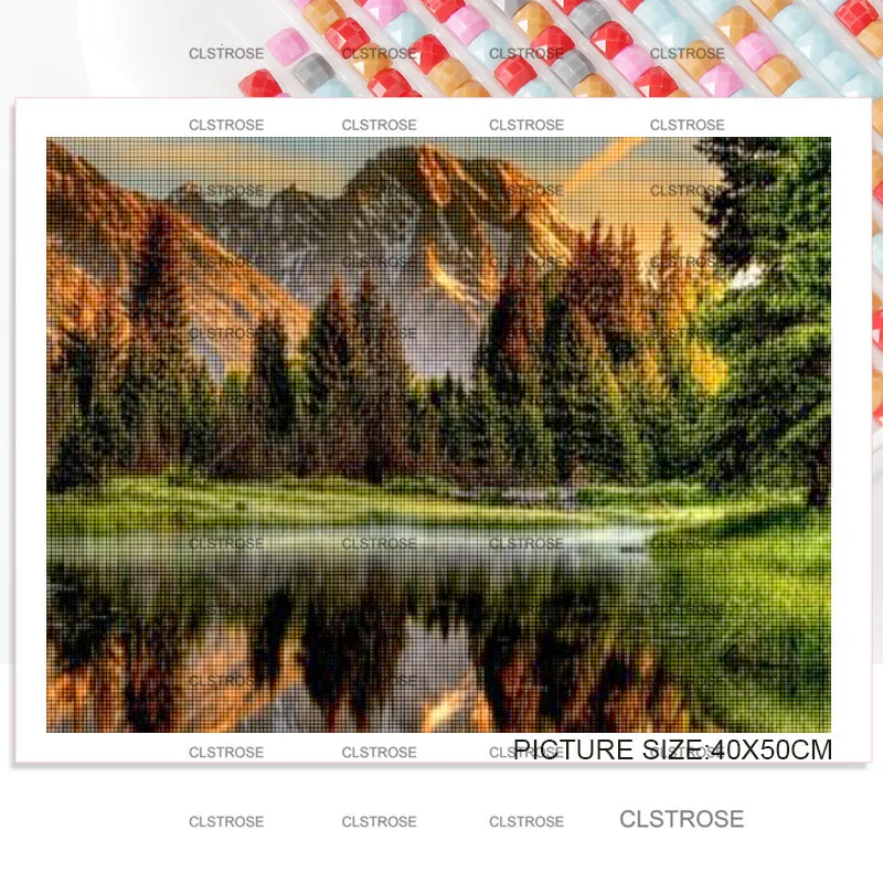 

Pink and Orange Landscape Diamond Painting Sunset Sunset Home Wall Decoration Square Diamond Round Diamond Wall Pictures