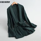 Женский шерстяной кардиган с длинным рукавом, повседневный однотонный джемпер с декоративным поясом, Осень-зима