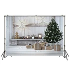 HUAYI фон для фотосъемки с рождественской елкой подарками свеча Лось звезда светодиодной фары фоны для детской фотостудии фоны для студии реквизит XT-5669