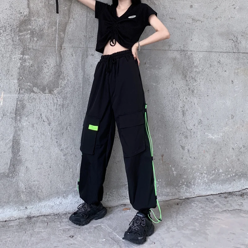 

Streetwear Women Sweatpants Causal Loose Ins Long Capris Korean Harajuku Wide Leg Pants Hipster Black High Waist Trousers New