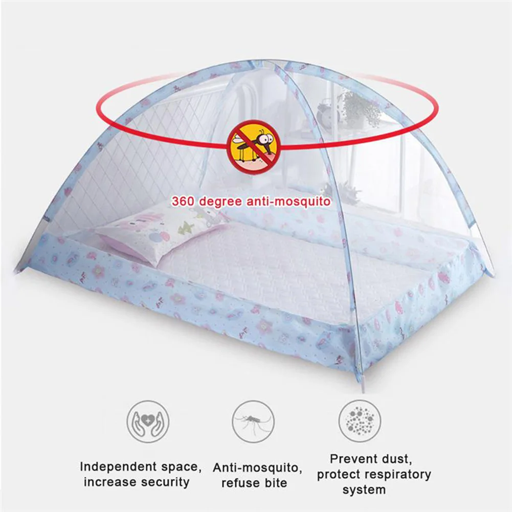 Baby Folding Mosquito Net Foldable Bed Canopy Net Tent 90 x 120 cm Metal Frame Dense Mesh for Bedroom Home Bedroom Decor