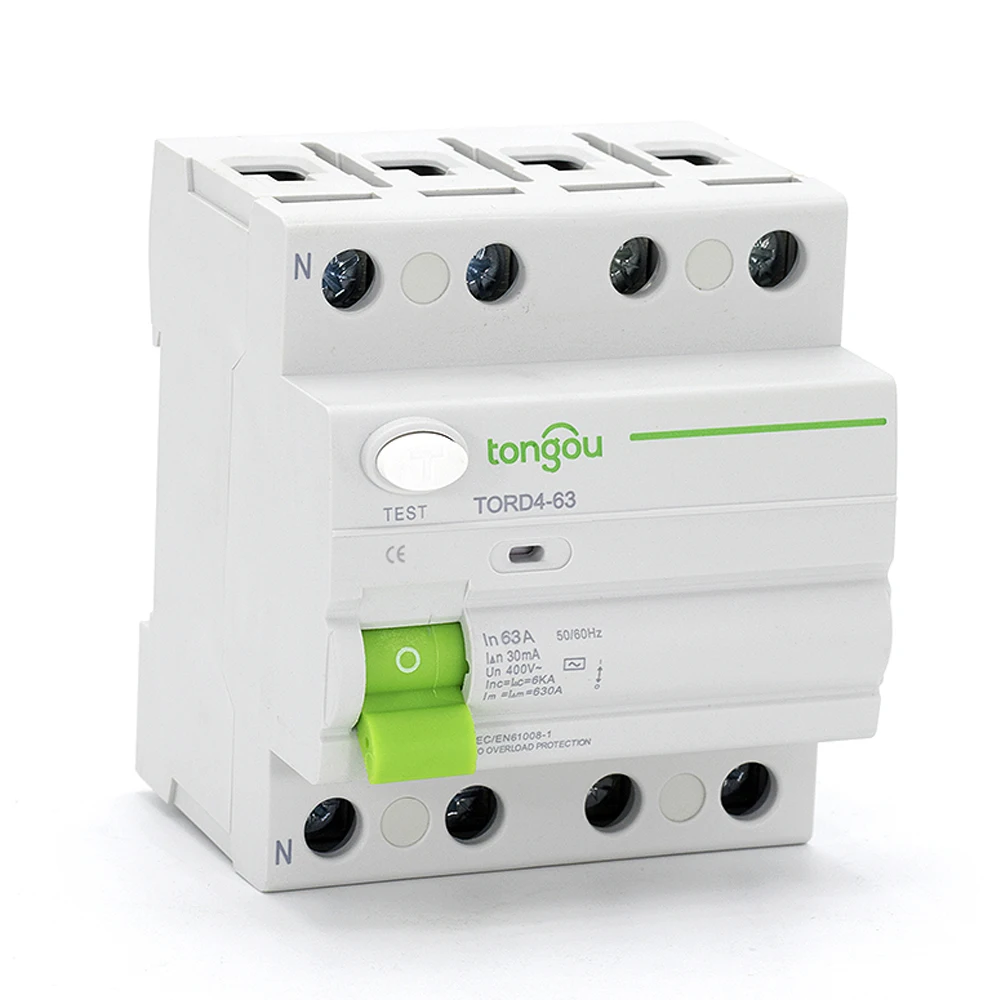 

4 Pole 30mA 40A RCD RCCB 220V 380V 50/60Hz AC Magnetic Type 6KA Residual Current Device With 5 Years Warranty