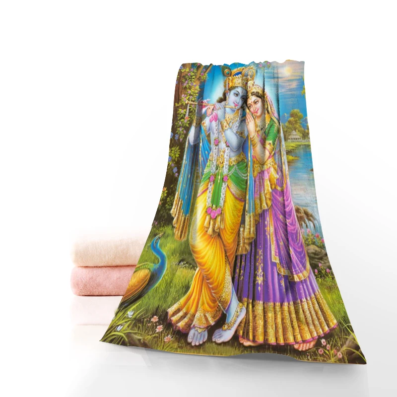 

Пользовательская Ванна Radha Krishna, домашний текстиль, путешествия, ткань из микрофибры, полотенца для ванной, размер 35x75 см