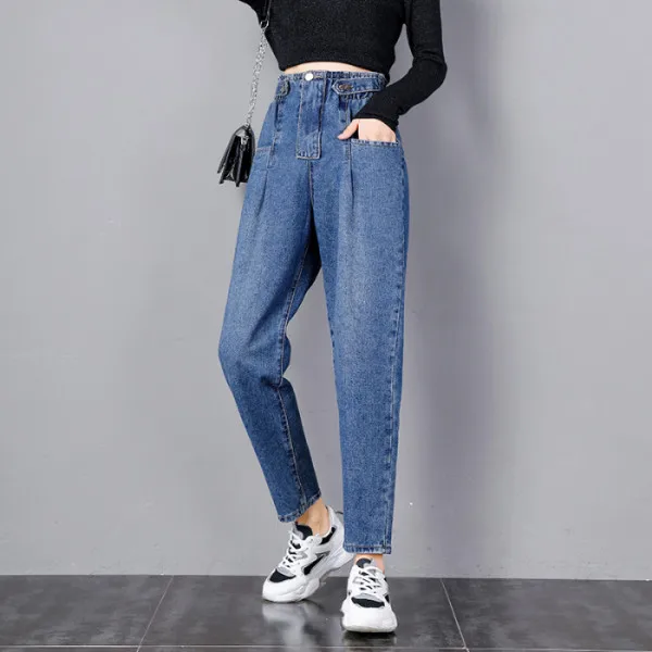 Женские свободные джинсы с высокой талией популярные шаровары весна-осень 2020