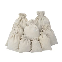 10pcslot linen bag cotton drawstring gift bag wedding christmas use sachet storage charms jewelry packaging multi size reusabl