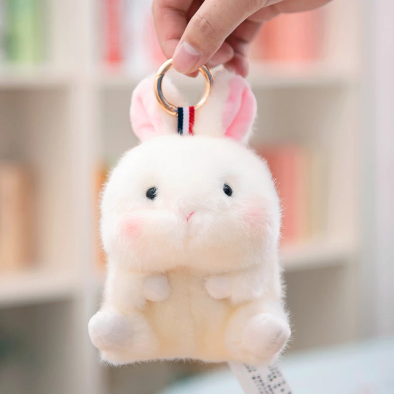 

Cute Little Rabbit Plush Pendant Hamster Doll Schoolbag Pendant Cartoon Keychain Small Doll Plush Bunny Panda for Girls Kids