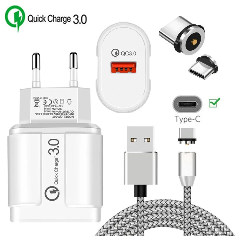 Магнитный USB кабель QC 3 0 быстрое зарядное устройство Type C зарядный провод для Honor 20