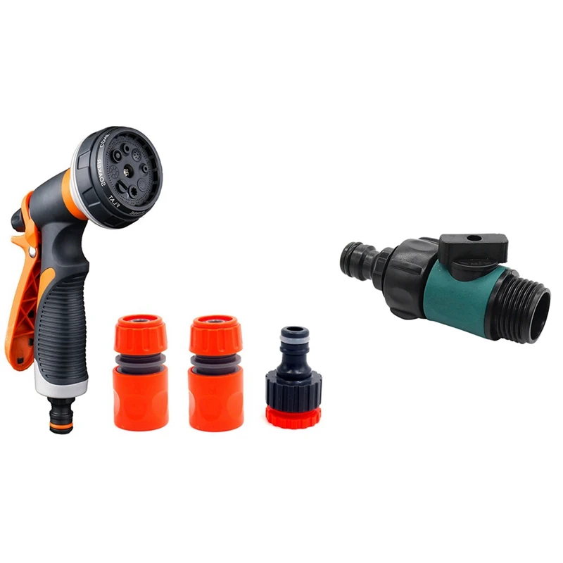 

1 Set Garden Washing Cleaner Pressure Nozzle & 1 Pcs Plastic Valve With 3/4 Inch Male Thread Pipe Hose