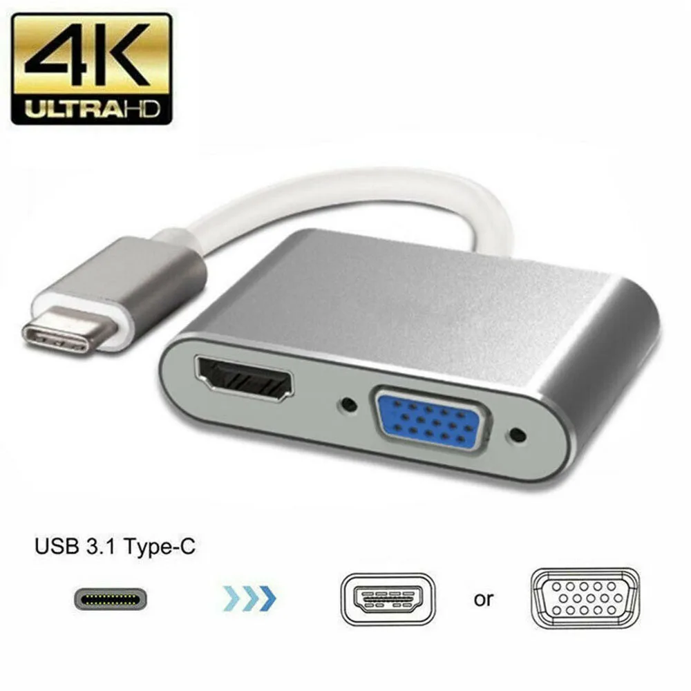 

USB 3.1 Type C к VGA многопортовый адаптер USB C к HDMI-совместимый 4K Utral HD конвертер порт концентратор для подключения ChromeBook Pixel