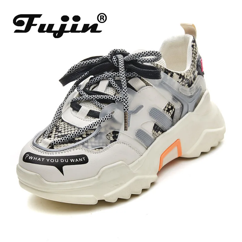 

Женские кроссовки на платформе Fujin INS, удобные мягкие кроссовки из натуральной кожи на шнуровке