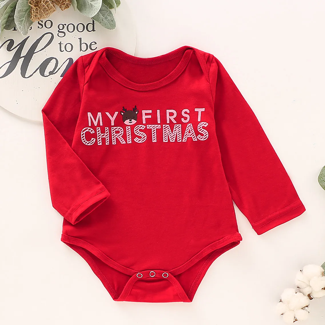 SAGACEbaby/Рождественский комбинезон с буквенным принтом для новорожденных футболка