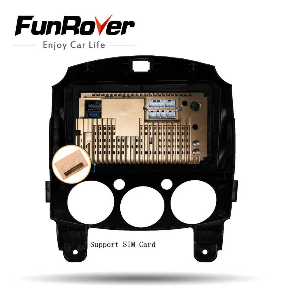 Funrover 8 ядерный android 9,0 2 din Автомобильный dvd-плеер для Mazda 2 2007- радио gps навигация DSP слот для sim-карты wifi Разделенный экран