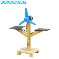 diy solar powered fan model kit science toys for boys creative physics experiment wood model toys kids friends gift education