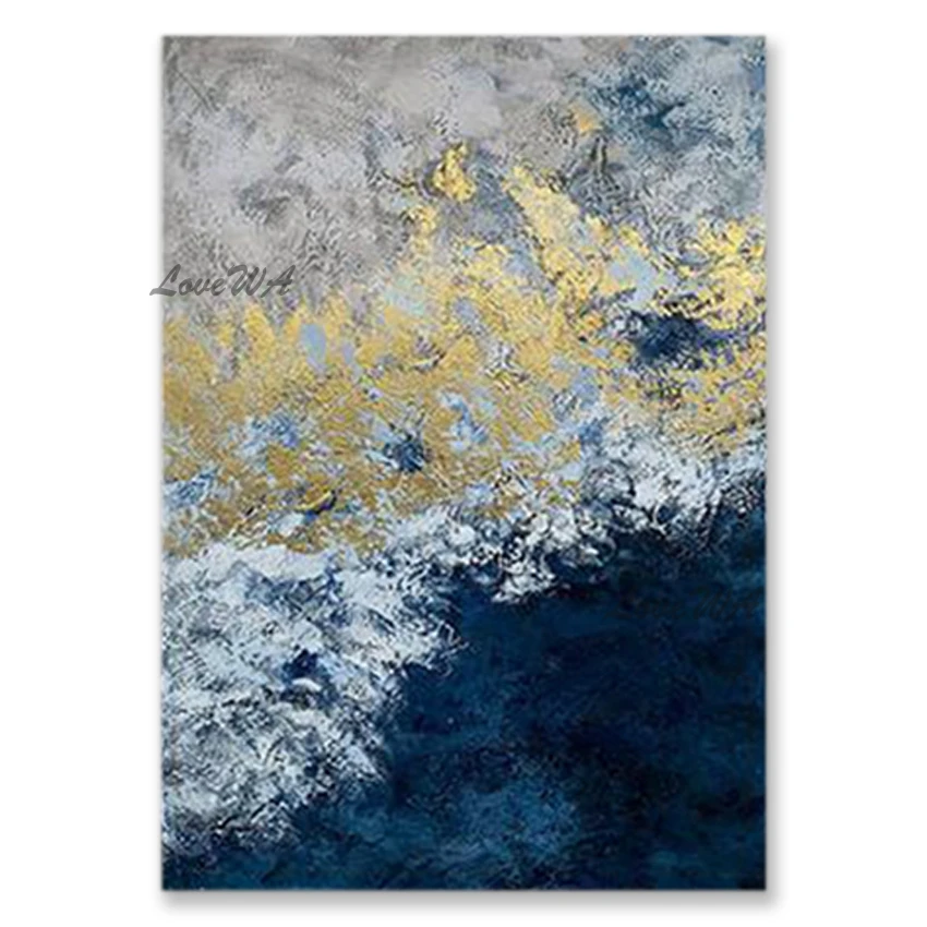 

Black Dark Color Abstract Golden Foil Texture Oil Painting Art Canvas Wall Decor Artwork Unframed Hand-painted Acrylic Artwork