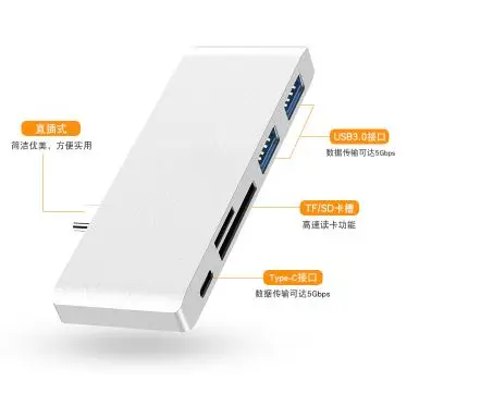 Горячая продажа Новое поступление 5 в 1 USB3.0 Тип C адаптер концентратор с микро TF /SD