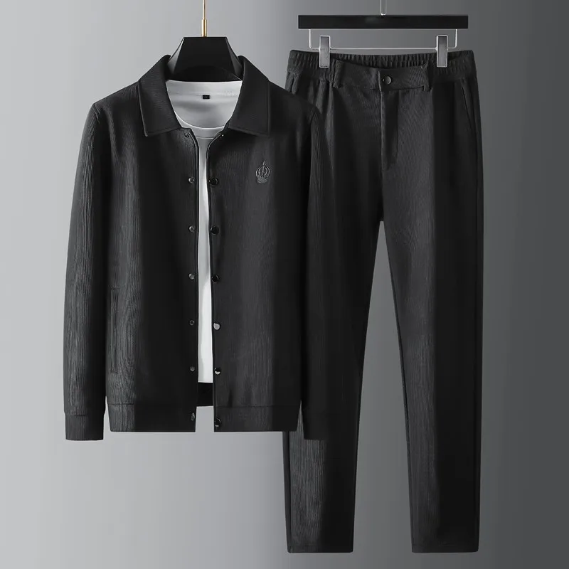 

Minglu Minglu Men's Sets (jackets+pants) Luxury Sportt Casual Zipper Male Suits Fashion Slim Fit Crown Embroidery Man Sets 4XL