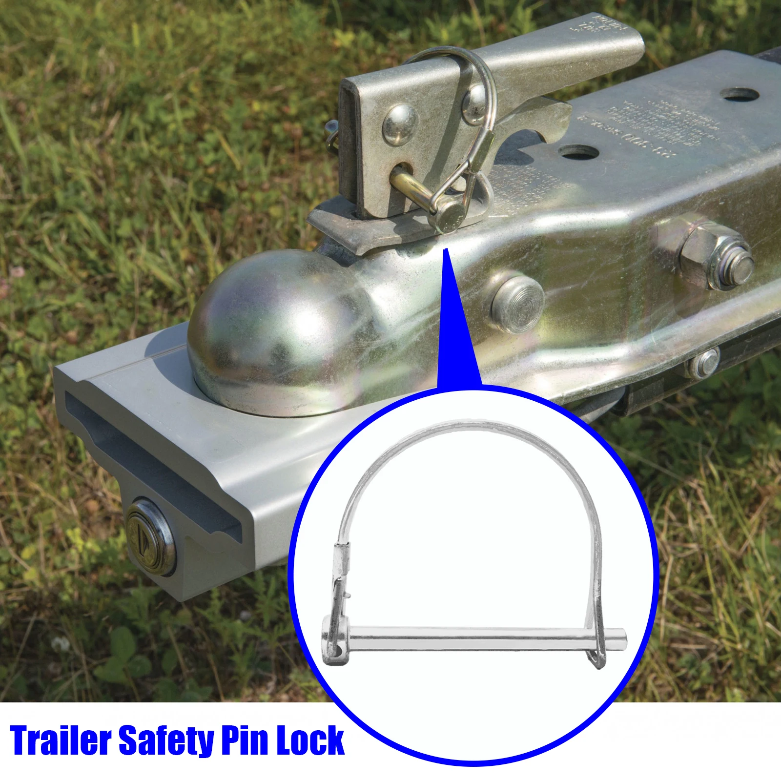 

Trailer Coupler Safety Hitch Pin Lock D Shape Universal Heavy Duty Towing Hook 1/4Inch 6mm Dia x 2Inch 50mm 70mm Quick Lock