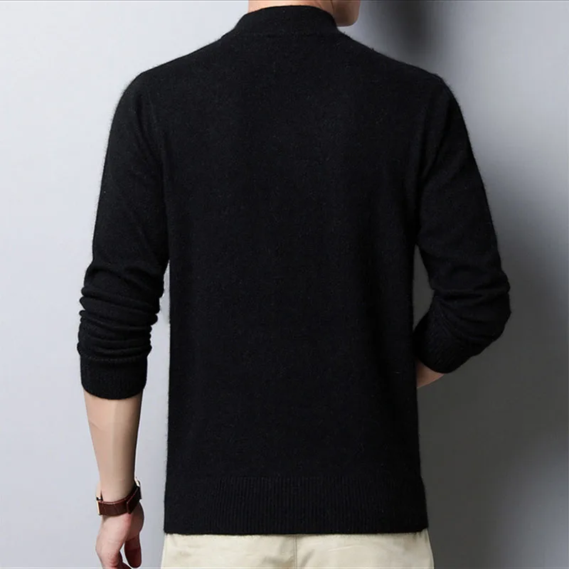 Осенне зимний вязаный свитер с воротником среднего возраста|Мужские парки| |