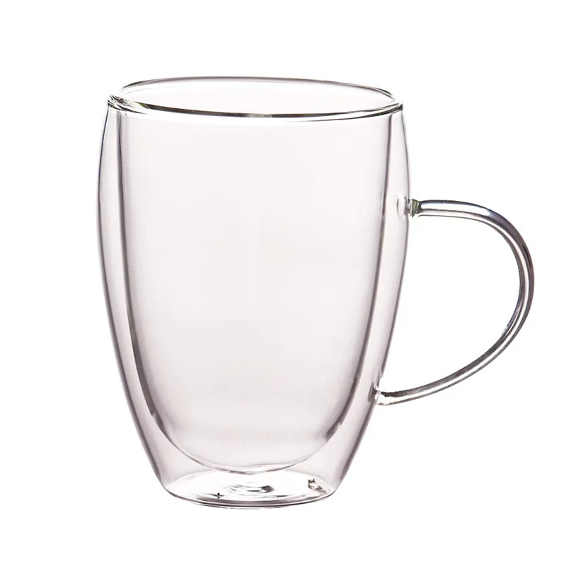 New 1Pcs 100-400mL Double-layer Heat Resistant Transparent Glass Cup Office Coffee Tea Whiskey Wine Mug With Handle Drinkware | Дом и сад