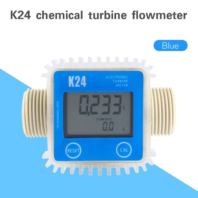 

K24 Turbine Digital Oil Fuel Flow Meter Gauge for Chemicals Liquid Water Test Lead Accessory Turbine Meter