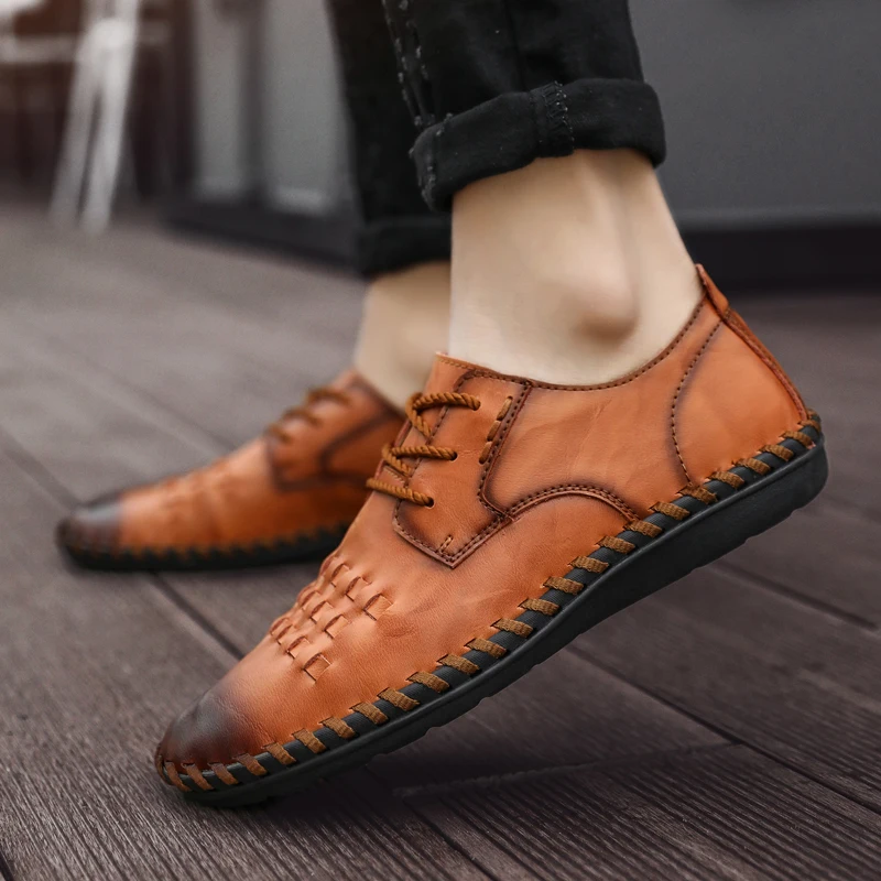 Brand Men's Casual Shoes High Quality Leather Comfortable Breathable Men Outdoor Non-slip Zapatos De Hombre | Обувь