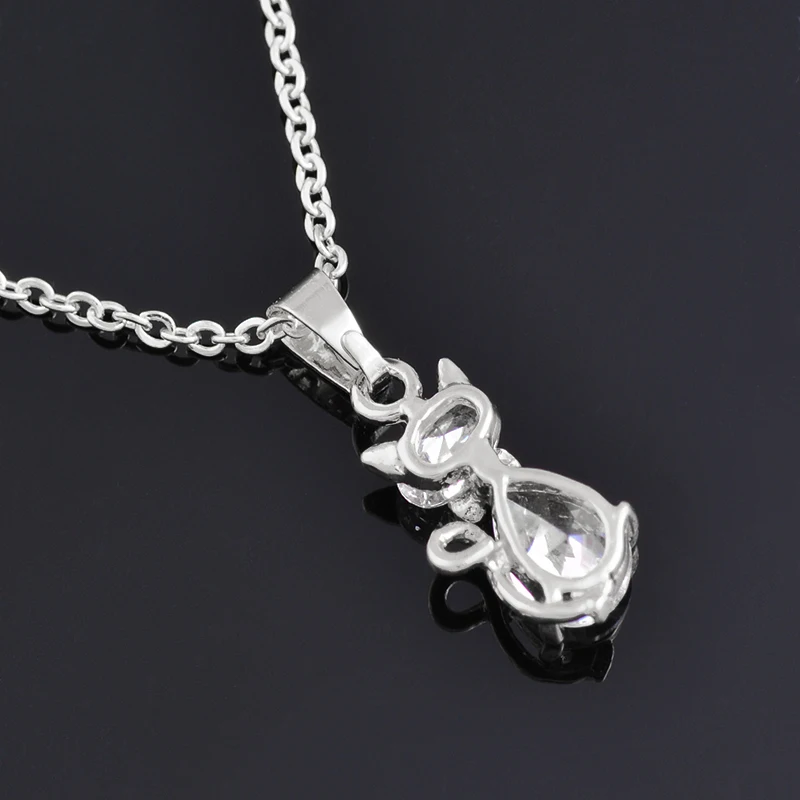 Ожерелье SINLEERY с подвеской в виде кота из белого кубического циркония женское