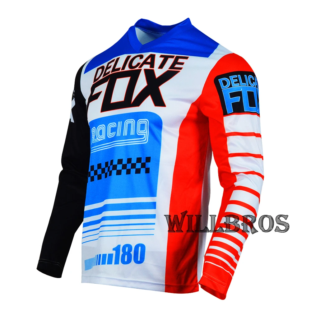 180 Race Falcon Nirv Jersey MX Dirt Bike Offroad Motor Long Sleeve Motocross Racing Cycling Blue Red Clothes Mens
