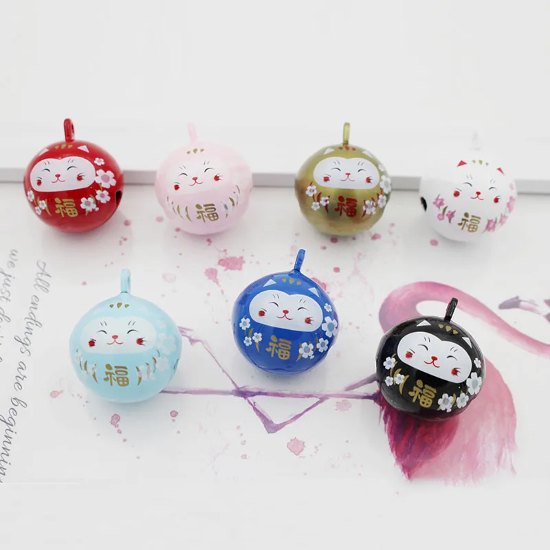 Good Luck Cat Round Jingle Bell Charms Necklace Pendant Accessories Jewelry Craft Findings