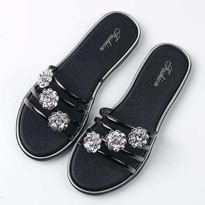 

Slippers Women's Summer Half Drag Fashion Flower Beach Shoes Sandals Women Flat Bottom Casual Flip Flop Sandals