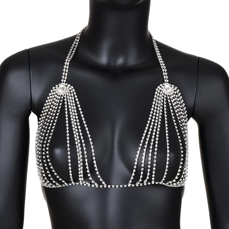 

Sexy Rhinestone Bra Chain Beach Jewelry Body Shiny Crystal Drop Shipping Bra Chest Harness Bikini Body Chain Jewellery