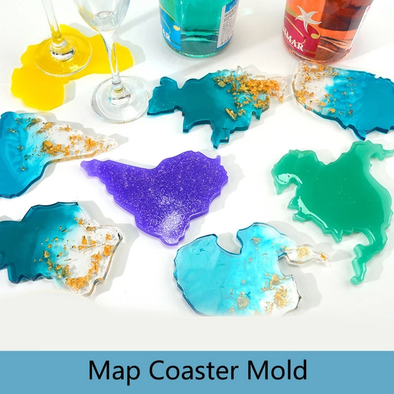 

Seven Continents Map Coaster Resin Molds Fruit Cup Silicone Tray Map Molds Craft