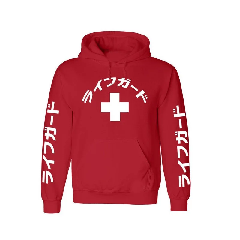 Японская Толстовка Lifeguard свитшот новинка пуловер унисекс Red Life Guard толстовки