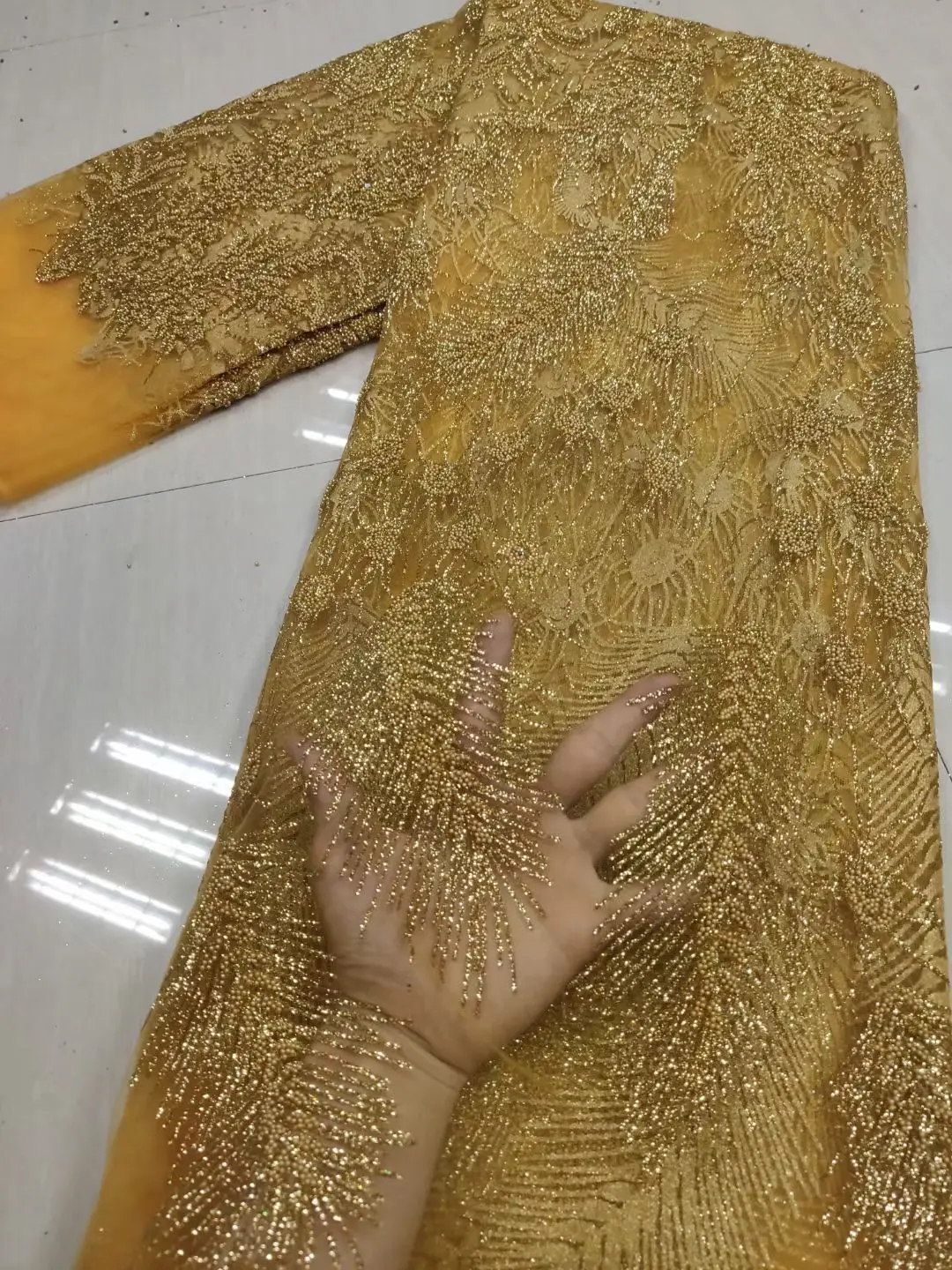 Модная Золотая африканская кружевная ткань 2021 высококачественное кружево