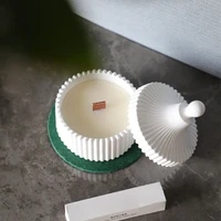 round striped candle jar concrete silicone mold candle jar with lid epoxy clay plaster cement mold