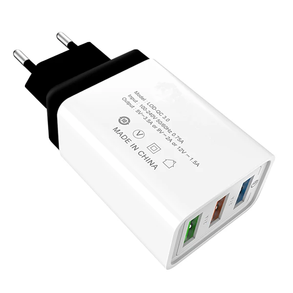 Black FBYEG зарядное устройство для мобильного телефона, тройное USB зарядное устройство, штепсельная вилка европейского стандарта, быстрая зарядка для iPhone, samsung, Xiaomi, huawei - Тип штекера: Black