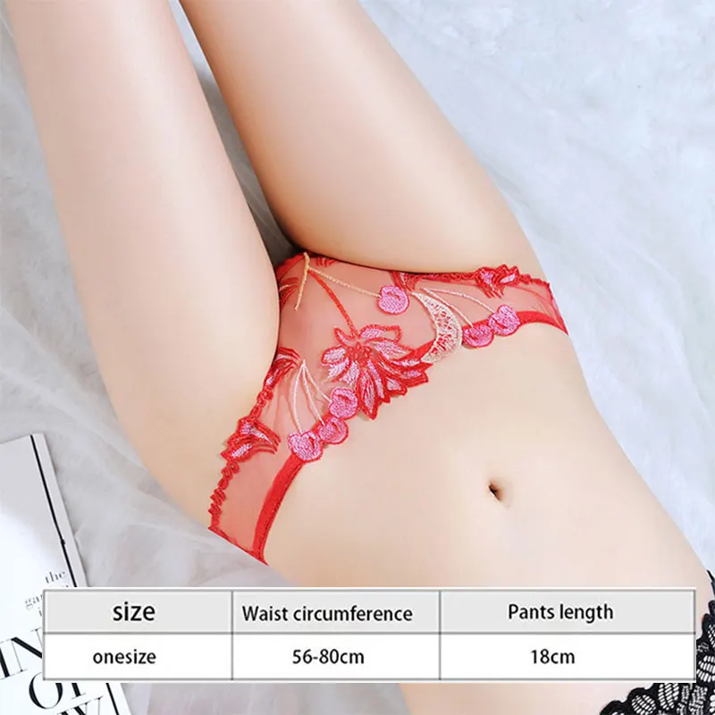 

Transparent Embroidery Sexy Women's Underwear Temptation T Pants Ladies Cotton Crotch Thong G-String