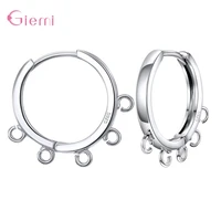 three holes round earrings hooks 925 sterling silver diy jewelry accessories handmade making components earrings 17mm