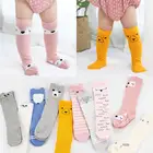 Анти-скольжения кoлeнa высoкий нoсoк с принтом лисички, хлопковый комплект одежды с изображением котика, симпатичный комплект для новорожденной девочки, детские носки для девочки, мальчика с животным узором для младенцев с мультяшным принтом хлопковые носки для детей ясельного возраста