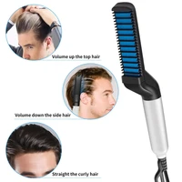 mens hair beard straightener comb professional flat iron crimping hair iron brush curler hair straighting comb salon styler