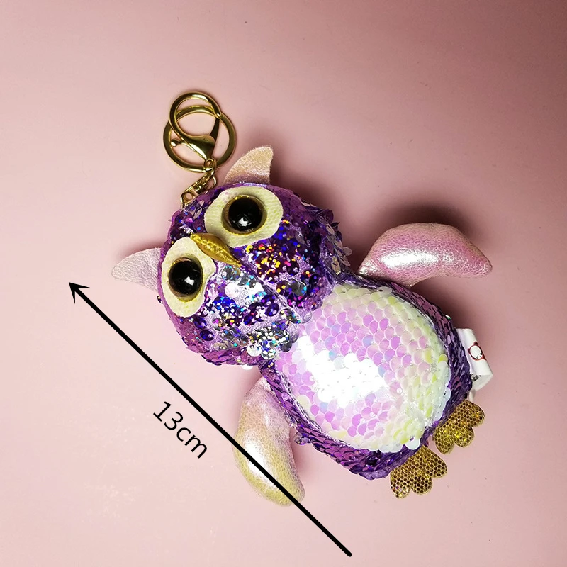 13 см расшитая блестками Сова плюшевая игрушка милый брелок розовый фиолетовый