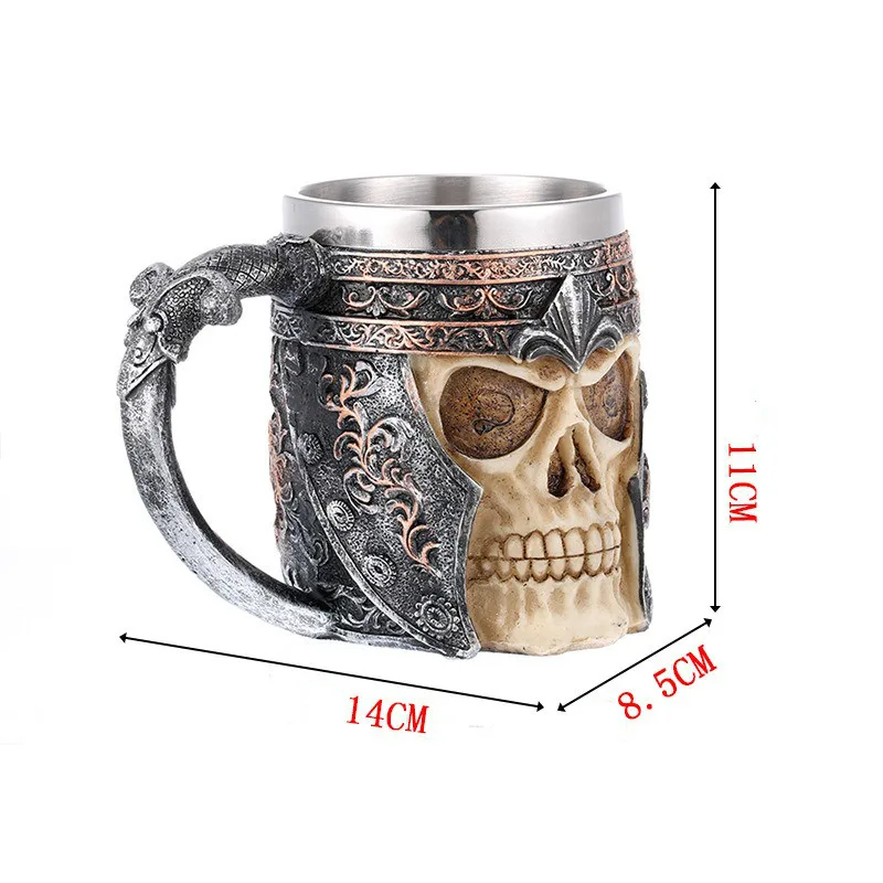 

Mark Beer Steins Tea Cup Skull Head Wine Cup Resin Skull Home Ornaments Bar Coffee Cup Stainless Cup