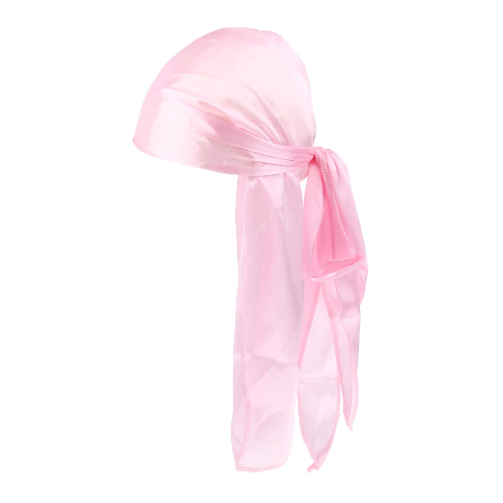 

Men Silky Hair Wrap Chemo Beanie Durag Muslim Long Tail Bandana Turban Cap