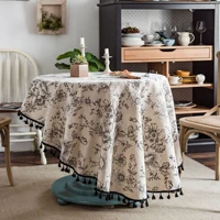 pastoral black floral leaves coffee table cloth round dinging table decoration cover living home kitchen lace tablecloth mantele