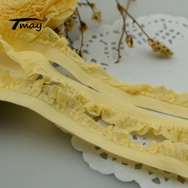 #168 8 желтая кремовая кружевная ткань с оборками ярдов/партия 15 мм (5/8 дюйма)