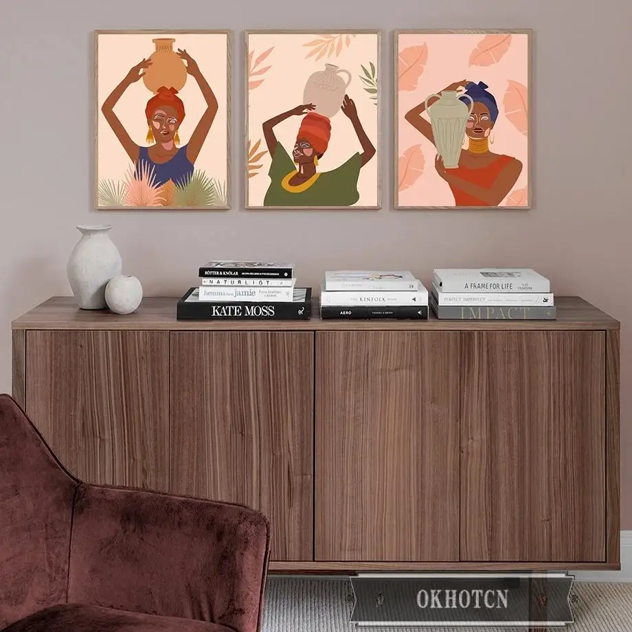 Картина на холсте с изображением Африканской женщины лимонного цвета