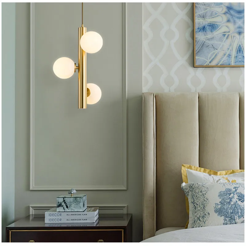 

Nordic Glass Golden Chandelier Hotel Living Room Dining Room Bedroom Bedside Decorative Chandelier